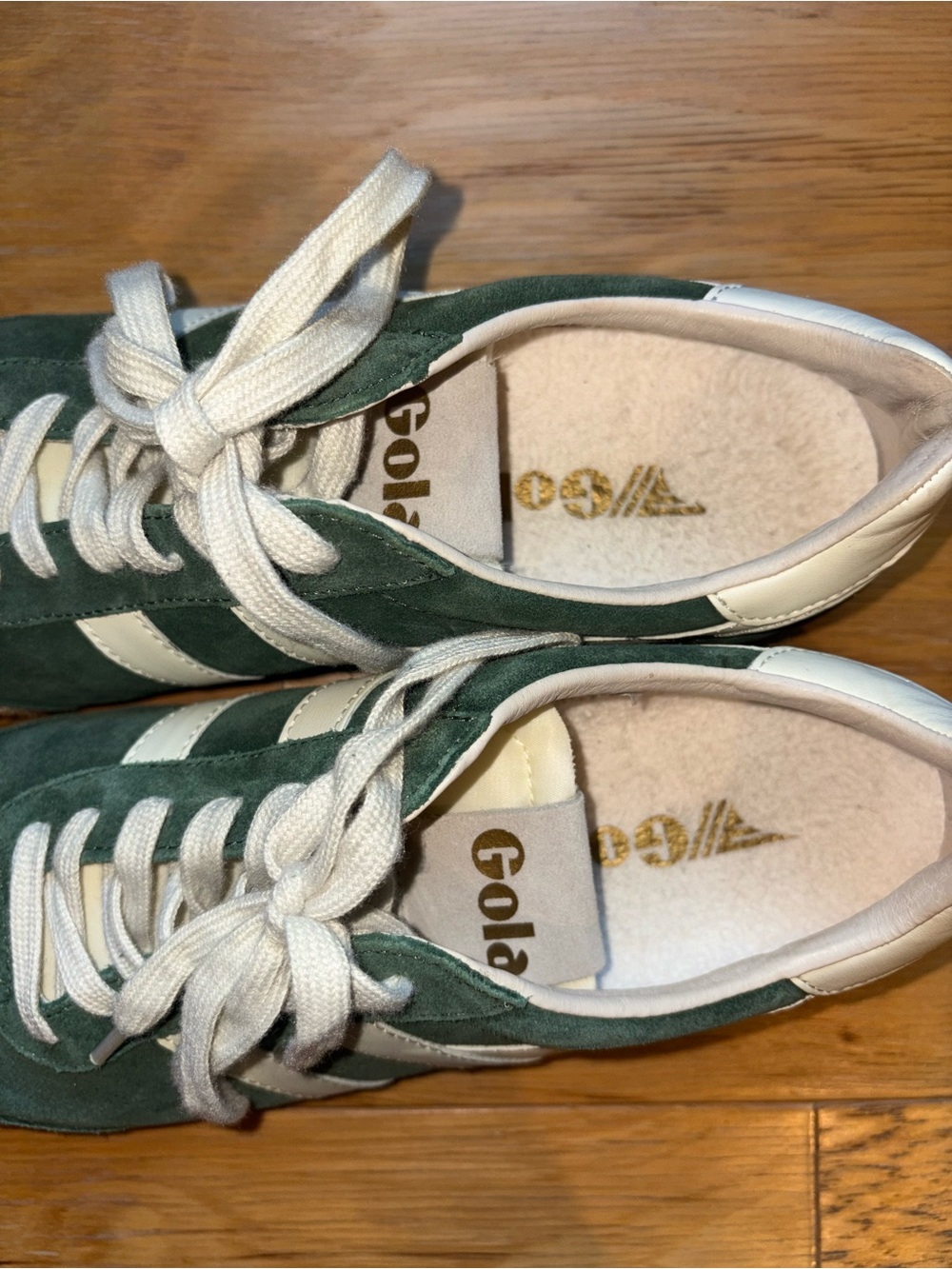 Gola Women's Green Suede Sneakers with White Stripes and Gum Sole - Picture 7 of 8